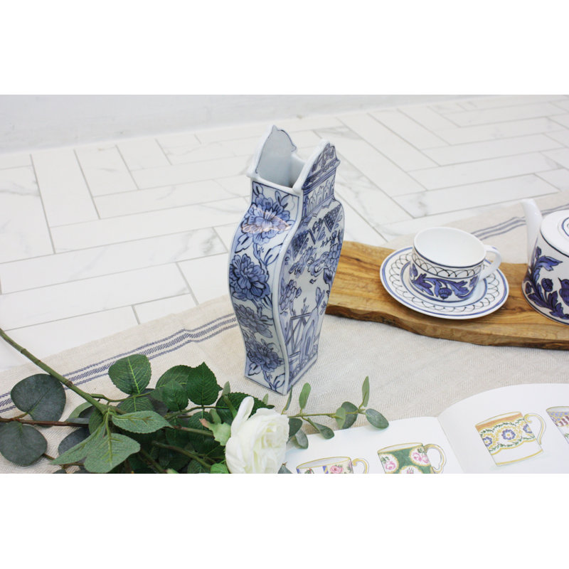 Well Versed Porcelain Table Vase, Blue