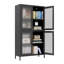 Armoire de rangement en métal classique avec 4 portes en verre et 4 tablettes, bibliothèque autoportante et armoire d'appoint