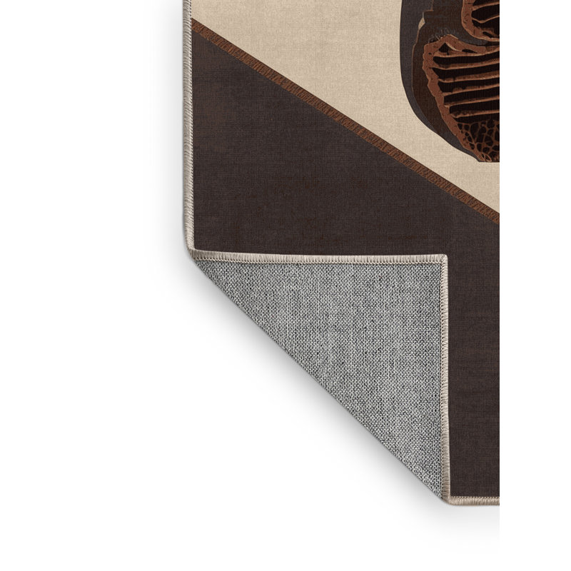 Tapis brun chic et beige lavable à la machine Higgins Truffle, 6 X 9