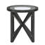 Table basse moderne simple en verre - plateau en verre trempé avec base en bois massif, design rond transparent pour salon, terrasse, bureau-360357267