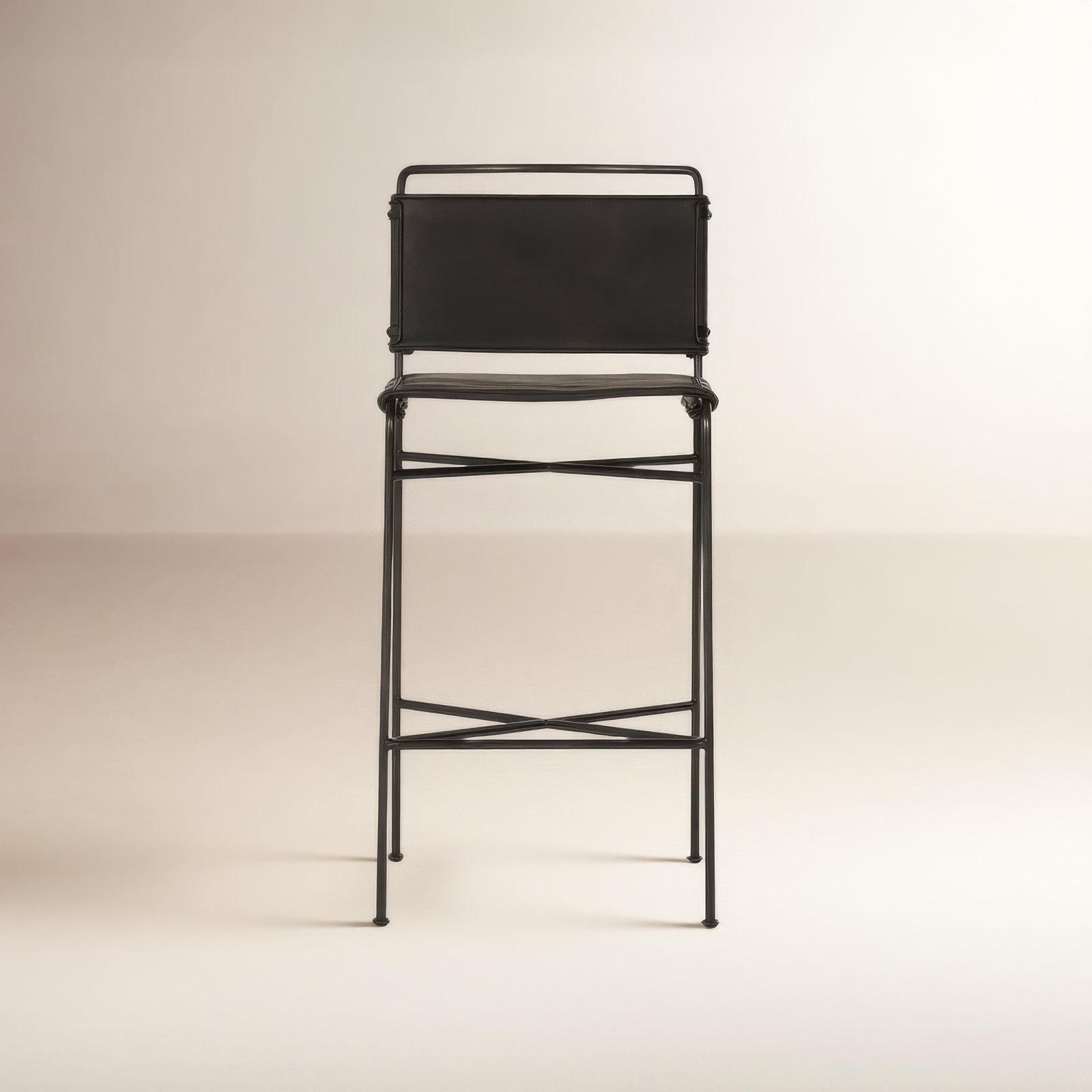Kenza " Bar Stool, Black, Vegan Leather-Black, Bar Stool (30” Seat Height)