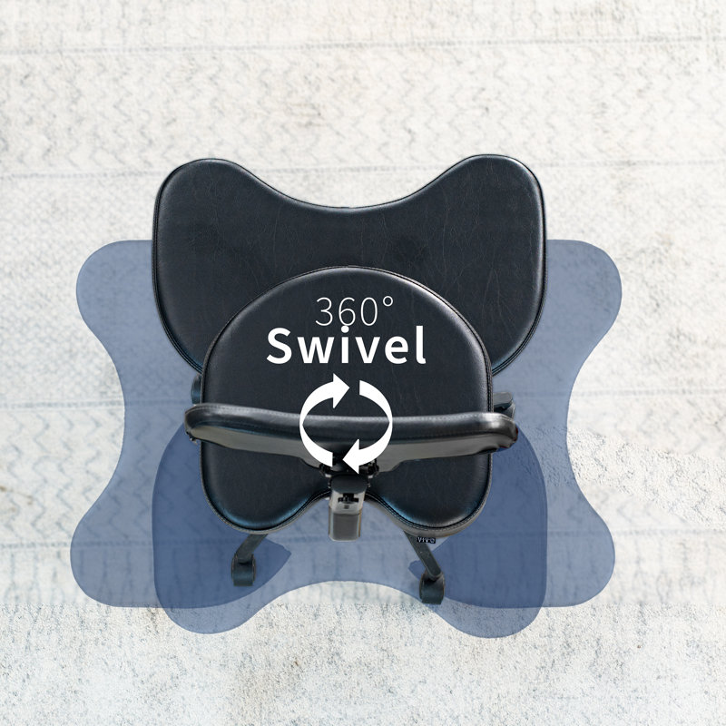 Black Ergonomic Swivel Kneeling Chair with Leather Seat