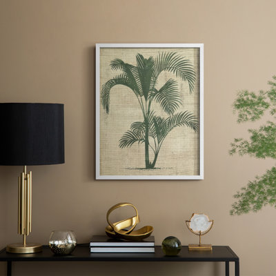 Impression encadrée de toile de jute palmier II - bois massif