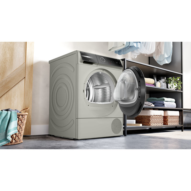 Bosch 800 Series Compact Electric Ventless Dryer With Heat Pump 24 Inch in Pearl Steel