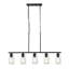 Luminaire suspendu réglable 5 lumières avec cadre en métal et abat-jour en verre transparent