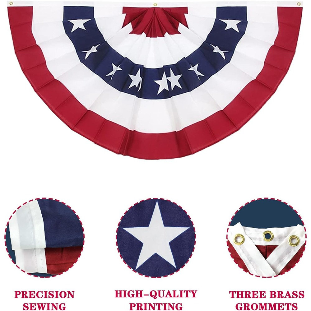 3x6 Ft American Pleated Fan Flag (set Of 4) – Patriotic Half Fan Bunting, 4th Of July Memorial Day Decorations For 250th