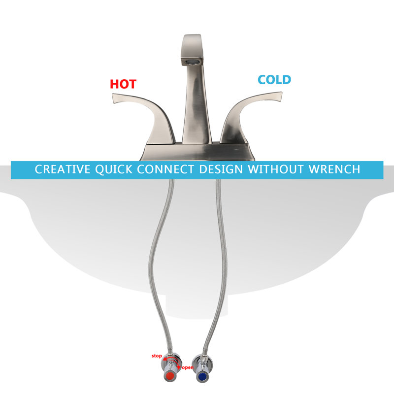 Centerset 2-handle Bathroom Faucet with Drain Assembly, Brushed Nickel 