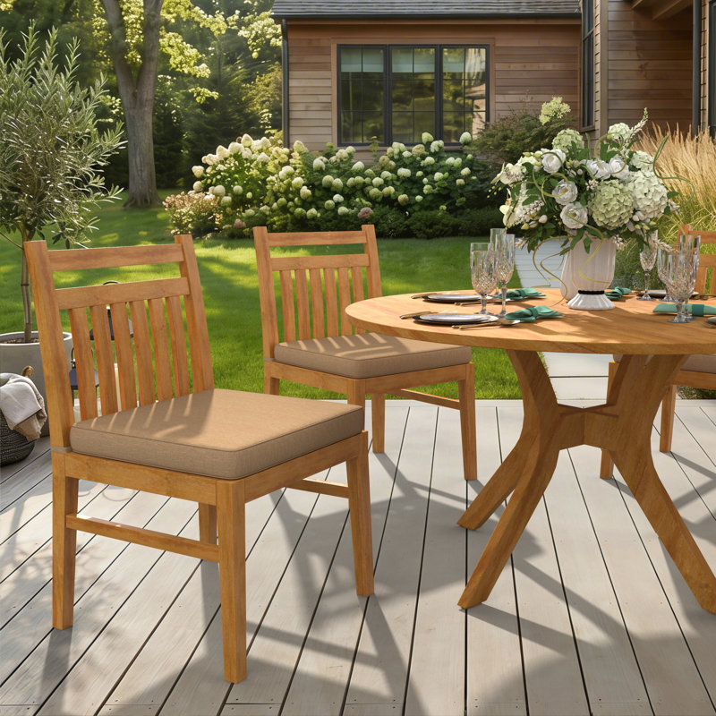Sunbrella Indoor/Outdoor Dining Chair Cushion, 21" W x 19" D, Sunbrella® Heather Beige