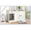 Enceinte de litière pour chat GO, meubles de litière cachés avec tapis de litière pour chat, table d'appoint pour chat avec tiroir, table d'appoint de style campagnard pour le salon, blanc