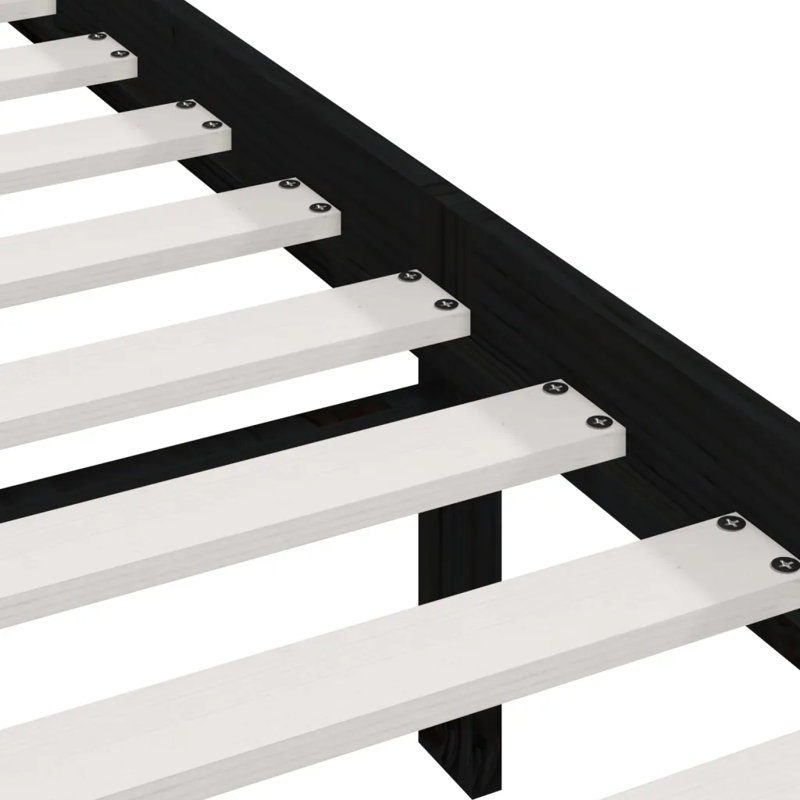 Bed Frame Solid Wood, Grey, European Super King (200 x 200 cm)
