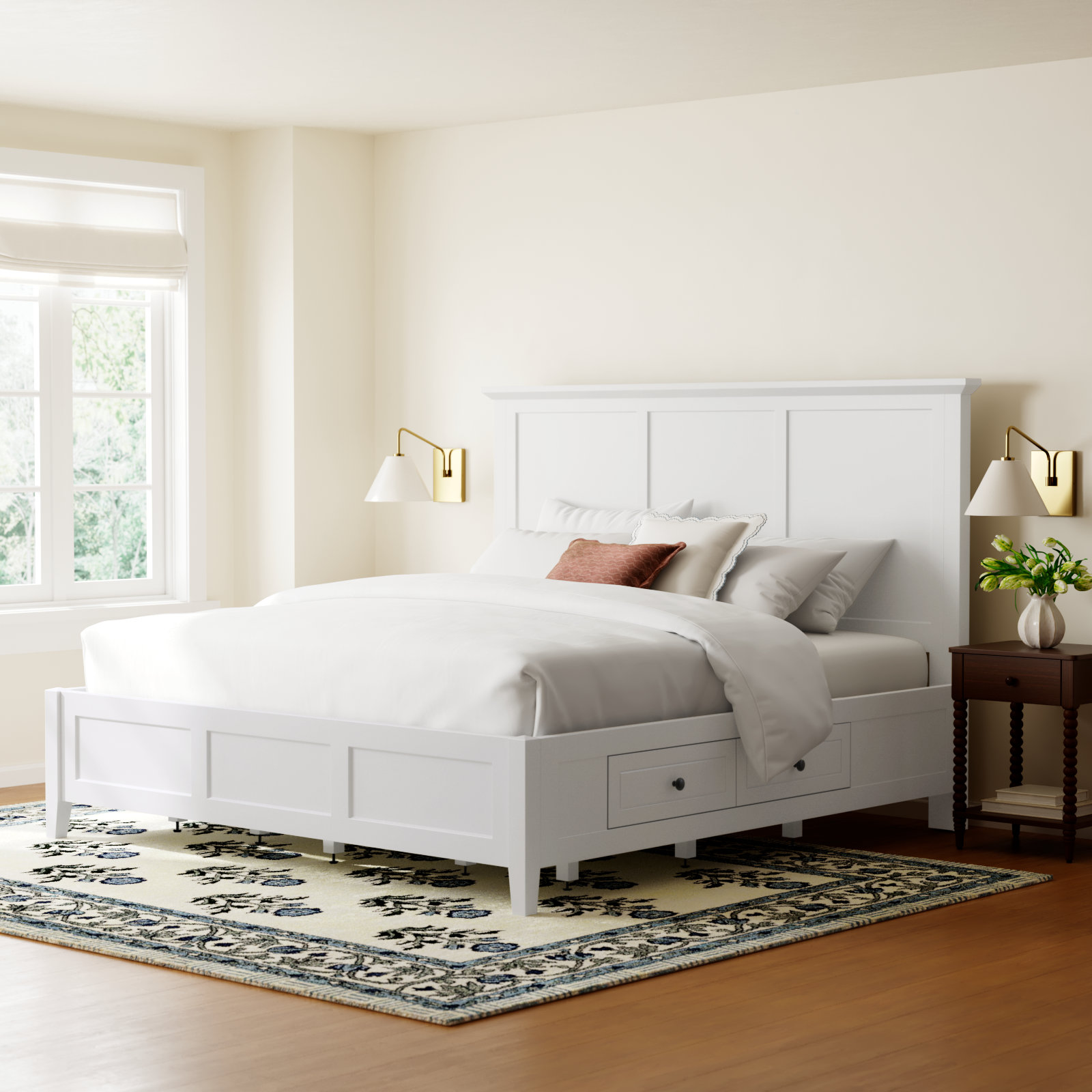 Renee Storage Platform Bed, White, King