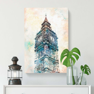 Big Ben London in Abstract - Wrapped Canvas