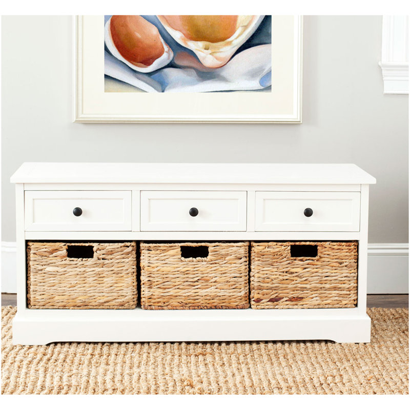 Banc de rangement 3 tiroirs Aneiyah Hern, Crème vieilli