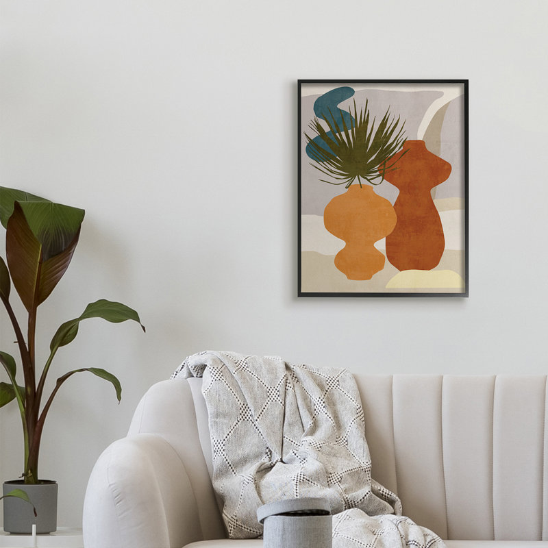 Vases occidentaux abstraits, brun et orange, par Melissa Wang - impression, Giclée encadrée noir minuit, H 30 po x l 24 po