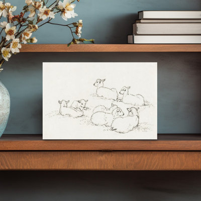 «Six Agneaux couchés», art mural rétro rétro