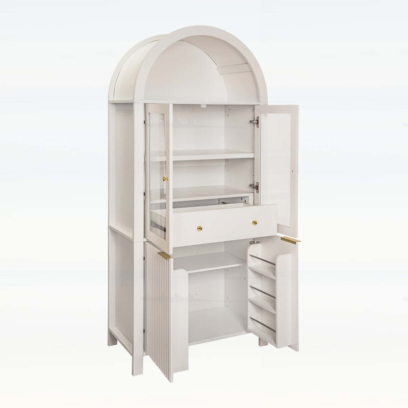 Grand garde-manger arqué avec tablettes réglables, Blanc
