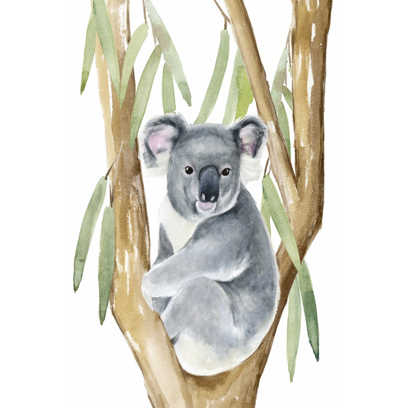 Woodland Koala I - Painting on Canvas, Black Floater Framed, 122cm H x 81cm W