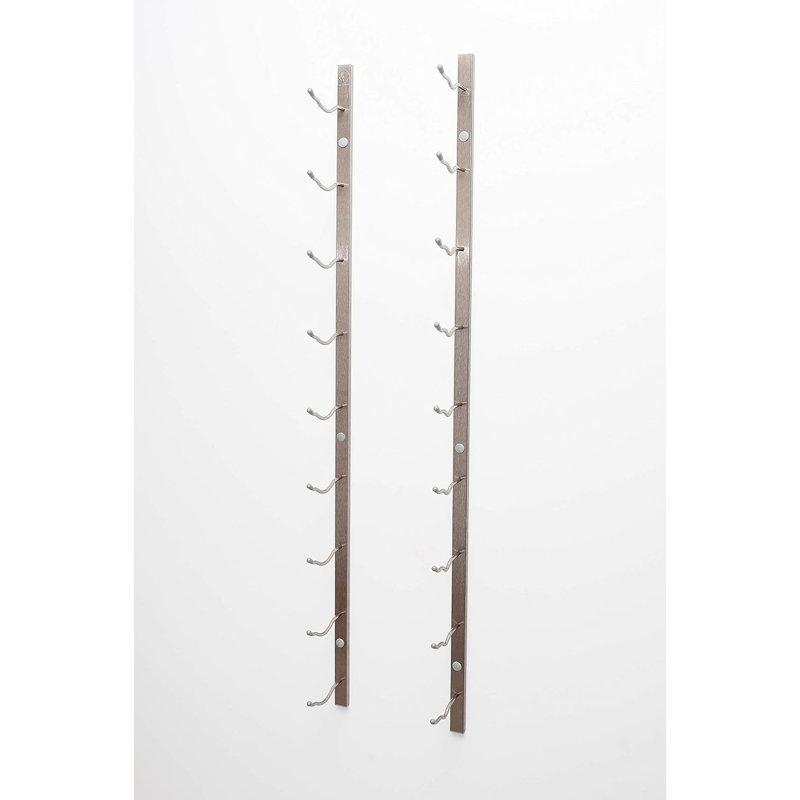 W Series Wall Mounted 9 Bottle Wine Rack, Brushed Nickel, 114.3cm H x 38.1cm W x 13.4cm D