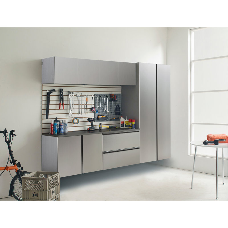 96 po X P 72 po H 20 po D Ensemble d'armoires de garage gris métallique B (6 pièces)