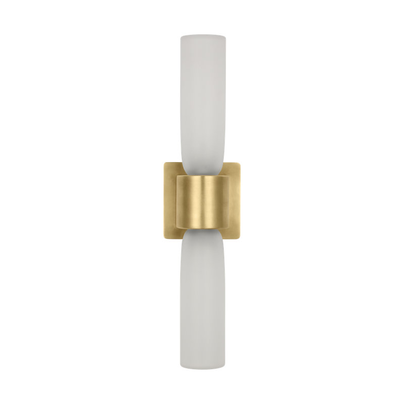 Kelly Wearstler Volver 2-light Large Double Sconce in Bronze with Clear Etched Glass shade, Antique Brass