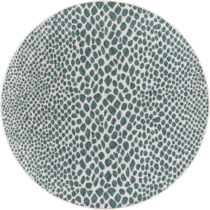 Jill Zarin Cape Town Indoor/Outdoor Rug, Round 6'7", Teal