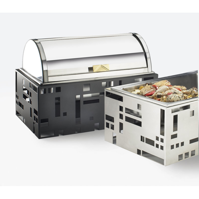 Squared 9 Qt. Roll Top Chafer, Black