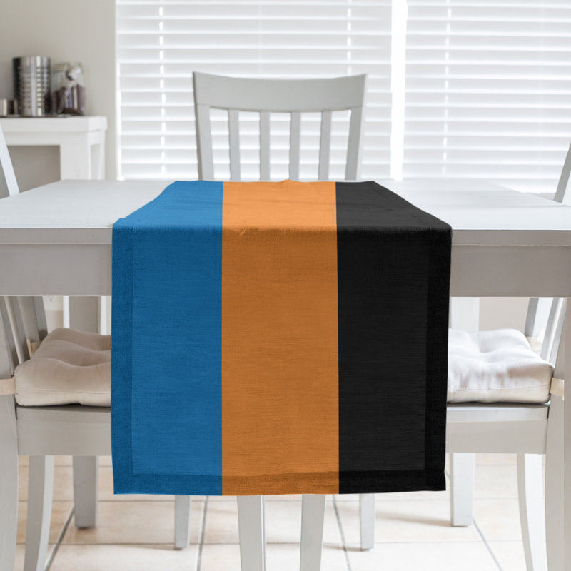 Chemin de table basket New York, L 72 po x l 16 po, Bleu / orange / noir, Polyester sergé
