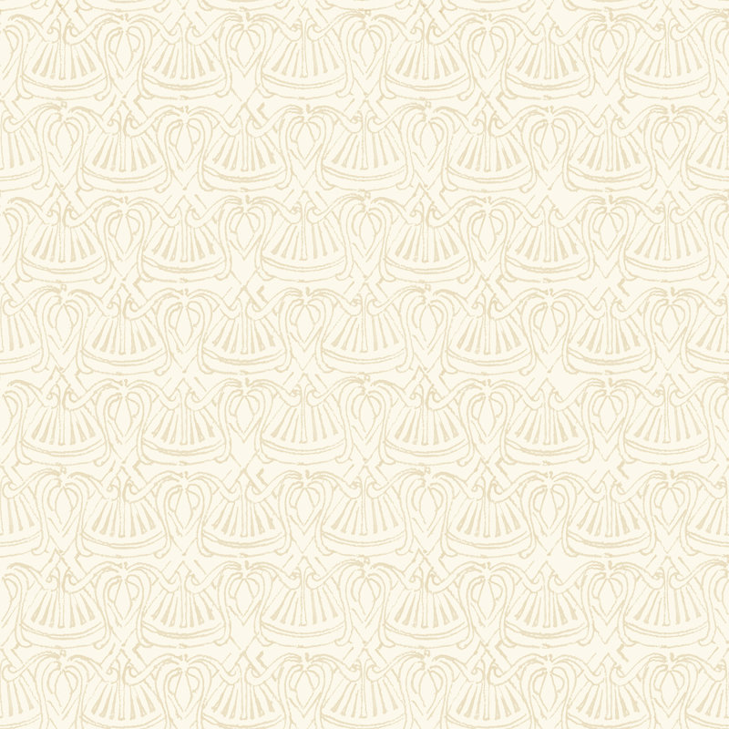 Fans and Bows 33' L x 20.5" W Wallpaper Roll, Tan/Cream