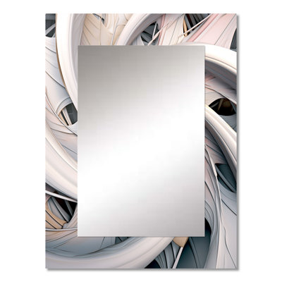 Spiral Abundance In Light Blue V - Fractals Large Wall Mirror, White Unique Mirror, Printed Metal Art