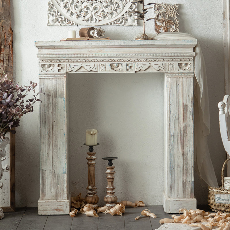 French solid wood retro art distressed fireplace decorative cabinet