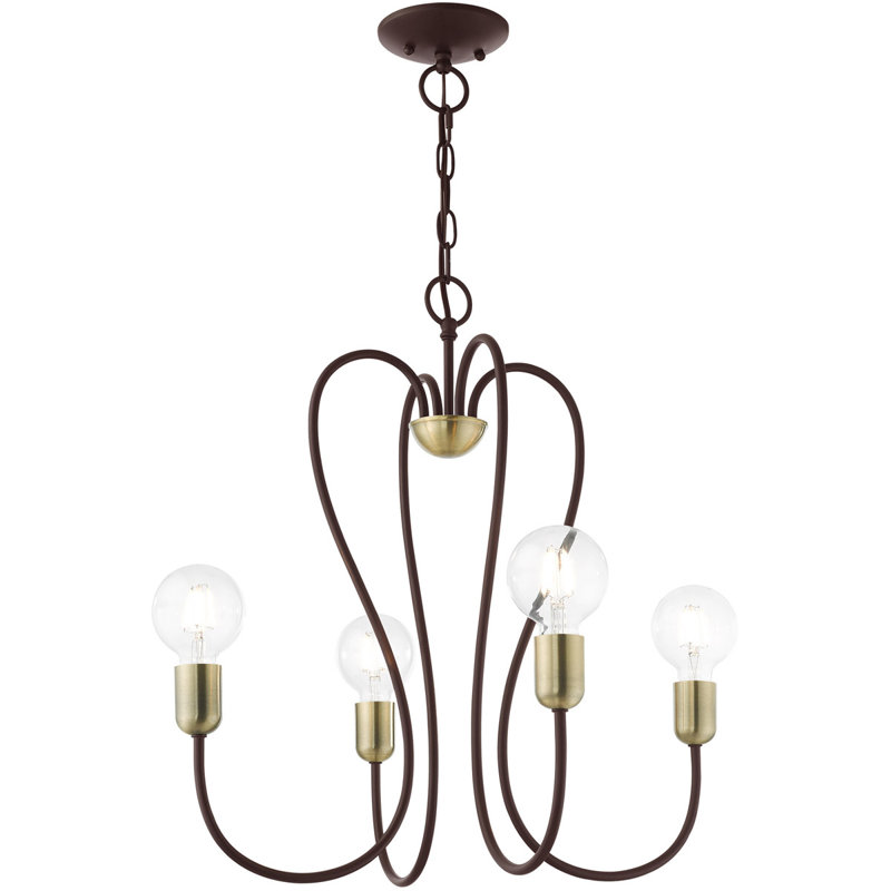 Lustre classique / traditionnel à 5 lumières de style bougie Rocha, H 6 po x l 21 po x P 21 po, Bronze, 4