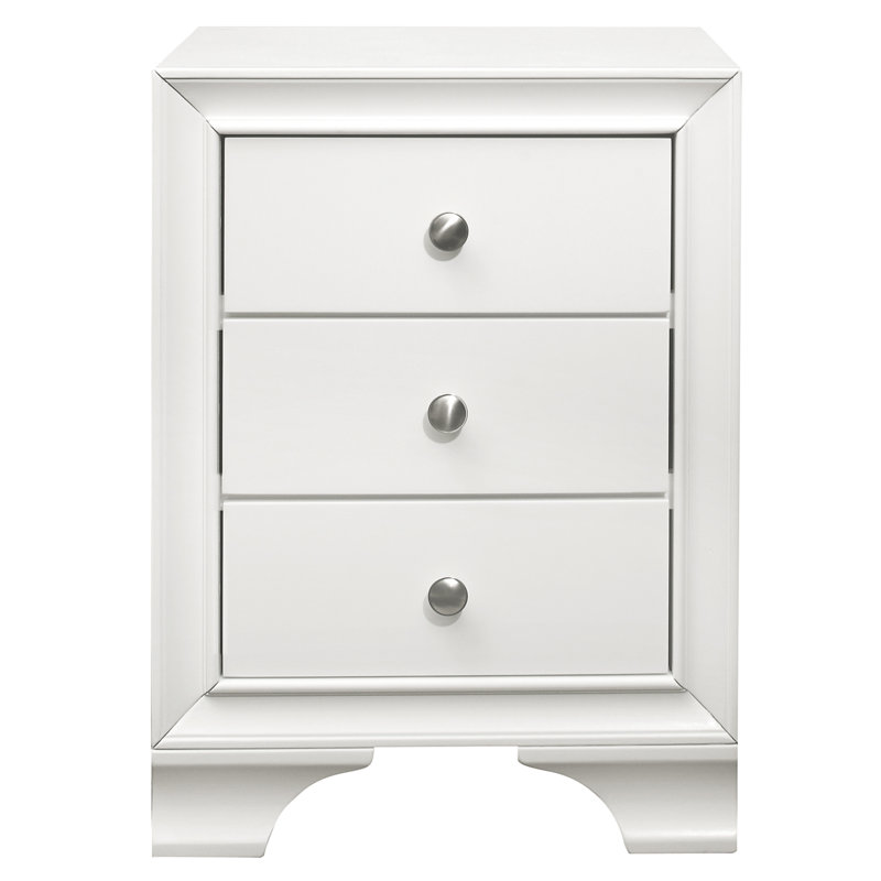 3 tables de chevet avec table de port de style transitionnel blanc, White