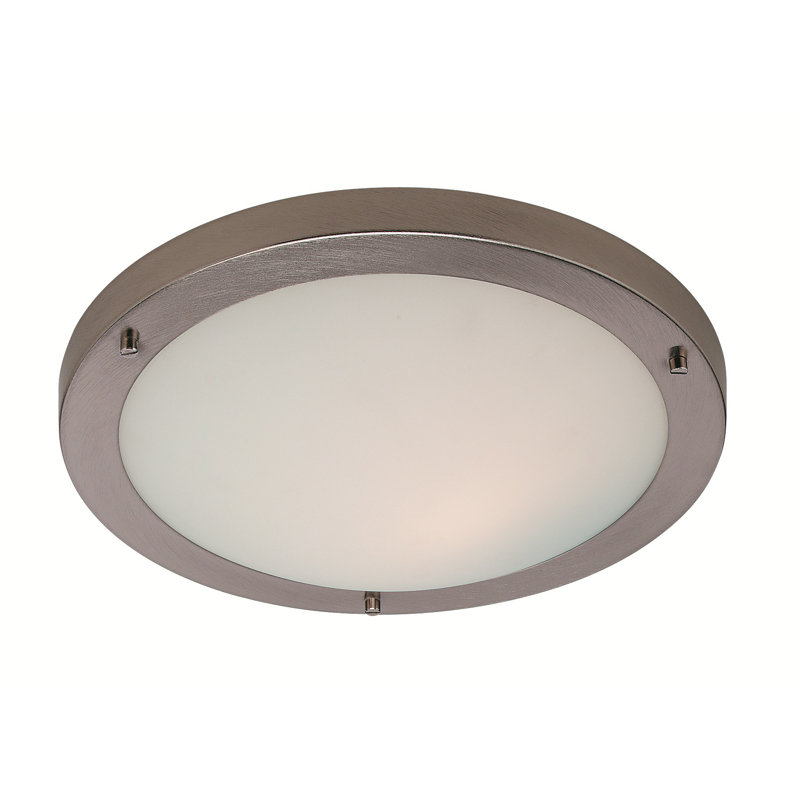 Rondo Glass LED Flush Mount, Brushed Steel