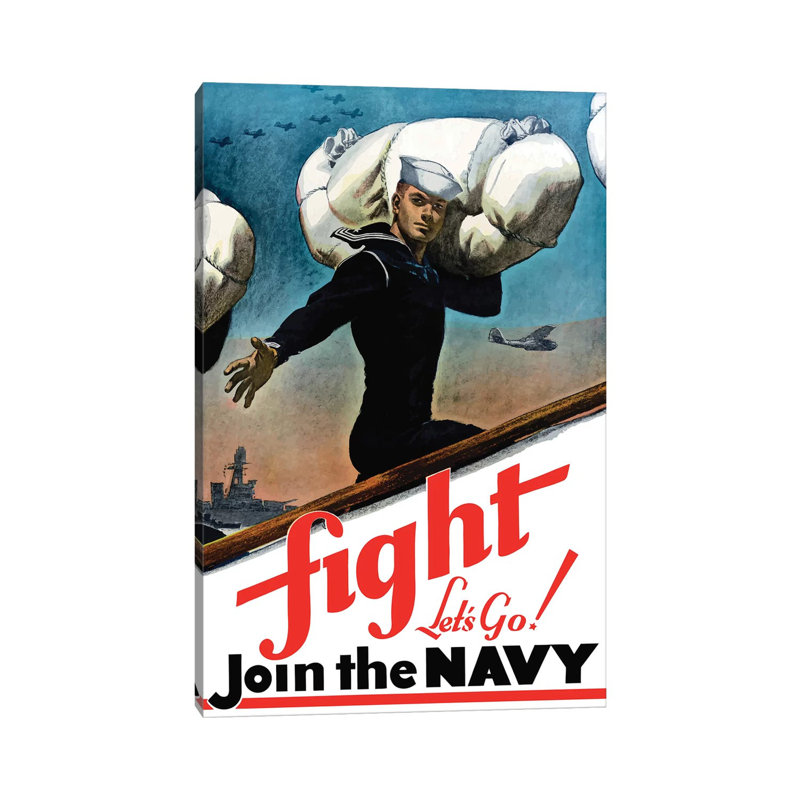 WWII Poster of a United States Sailor Heading off to War 1 Piece Wrapped Canvas Wall Art, 20.32 cm H x 30.48 cm W