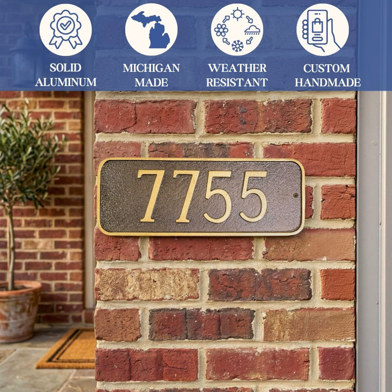 Rectangle Address Sign, Yes, Black/Gold