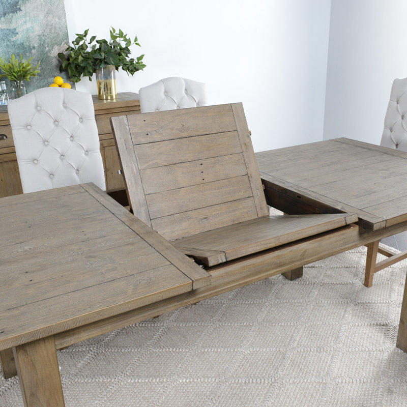 Egremt Extendable Solid Reclaimed Wood Dining Table, Distressed Brown