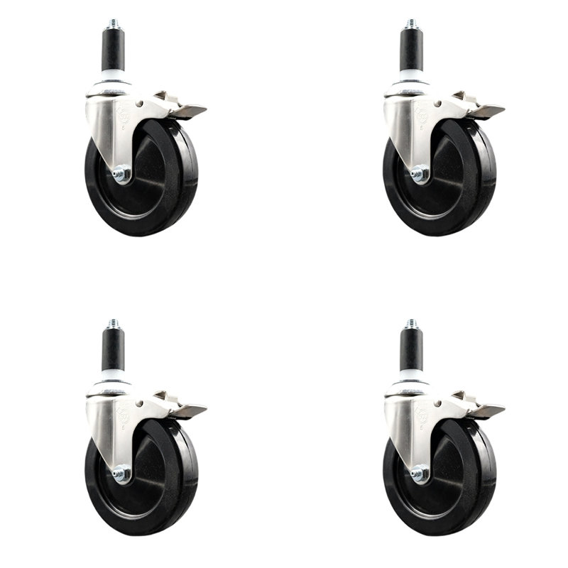 Jeu de roulettes extensibles en caoutchouc souple, H 5 po x l 5 po