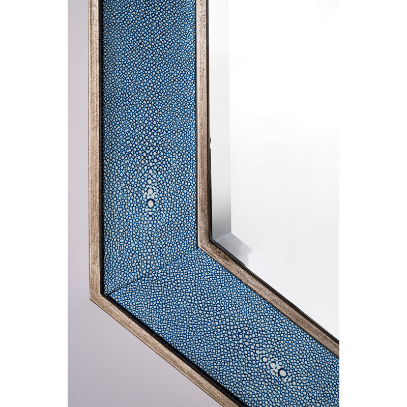 Tangent Flat Iron Beveled Wall Mirror, Delft Blue
