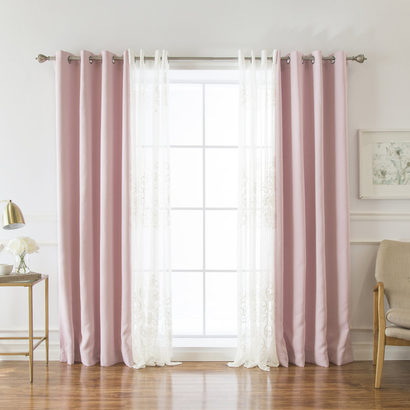 Serovpe Blackout Sliding Panel Pair, Light Pink