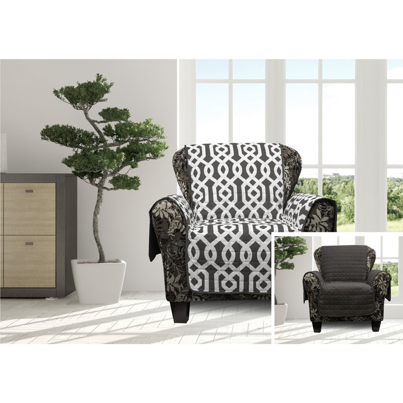 Housse pour fauteuil à coussins carrés / rectangulaires réversible Geraint, Gris