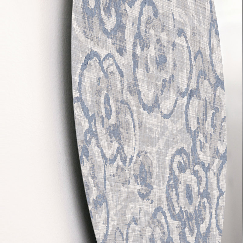 Art mural rétro en forme de cercle de fleur bleu rétro, H 29 po x l 29 po x P 1 po