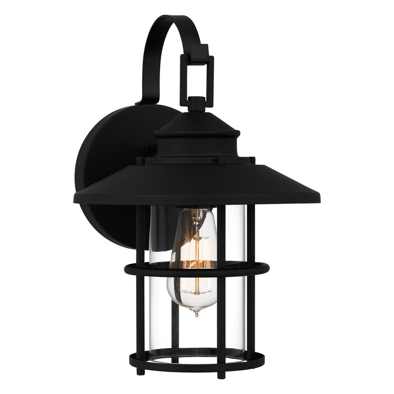 Matte Black Aluminum Outdoor Wall Light with Clear Glass