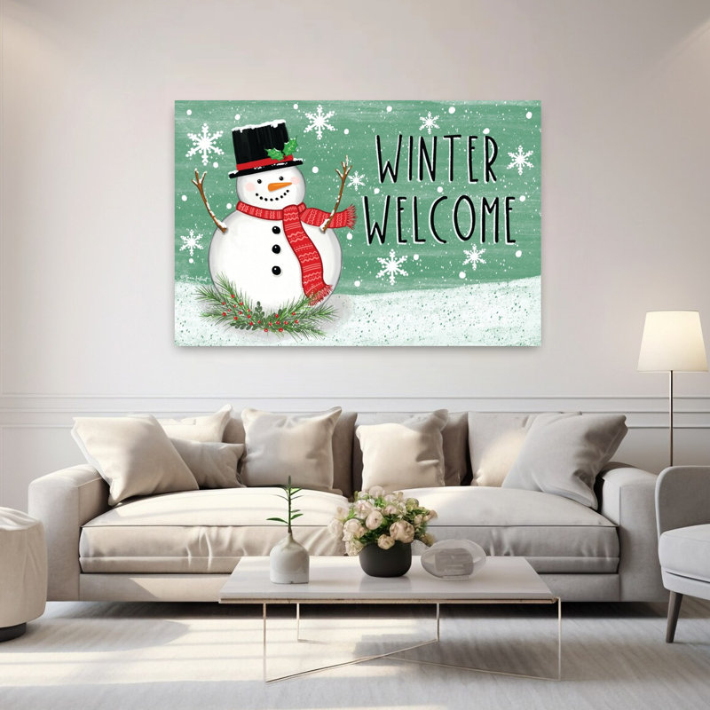 «Winter Welcome», art contemporain abstrait d'hiver, H 40 po x l 60 po