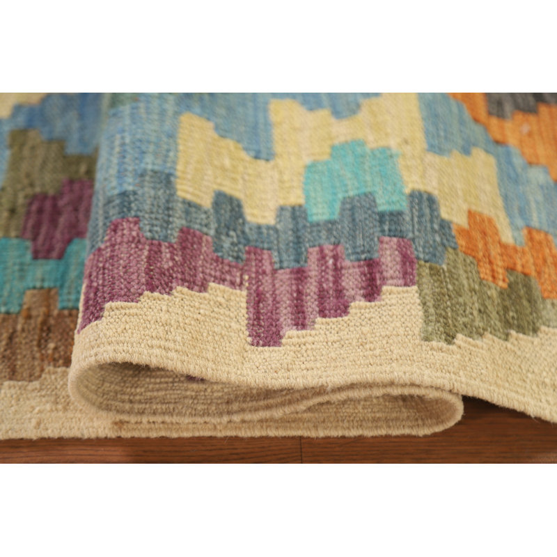 Tapis de couloir oriental réversible en laine Kilim 3 x 10