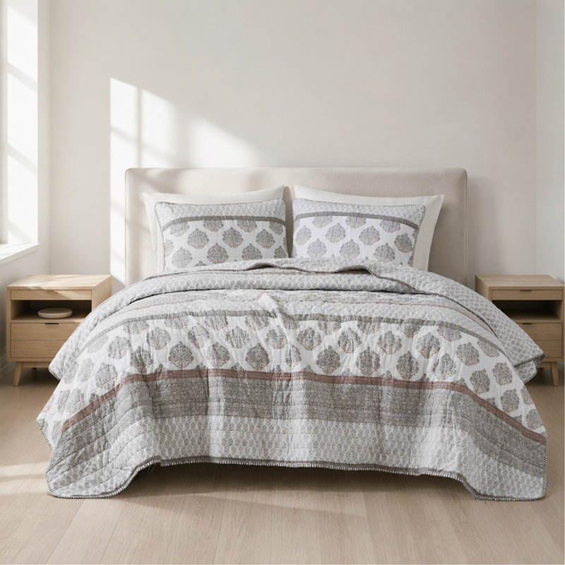 3-Piece King/Cal King Quilt Set,Clay