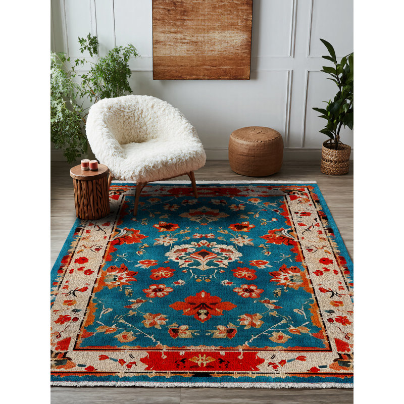 Tapis en coton et polyester à imprimé numérique Gracilynn, Tapis de couloir 4 pi x 9 pi 11 po