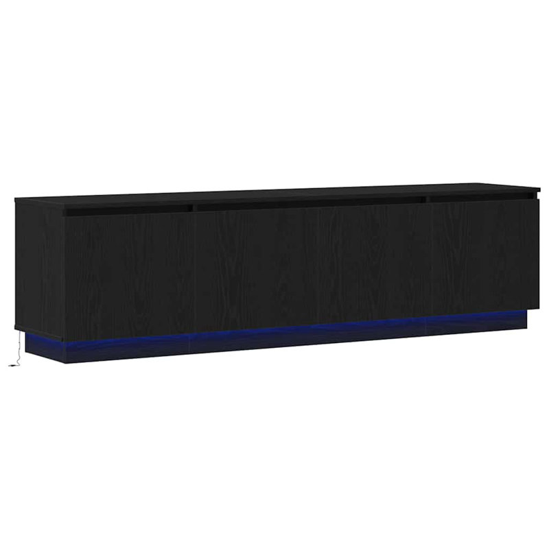TV Cabinet With LED 180 X 38 X 49 Cm Engineered Wood, Black Oak