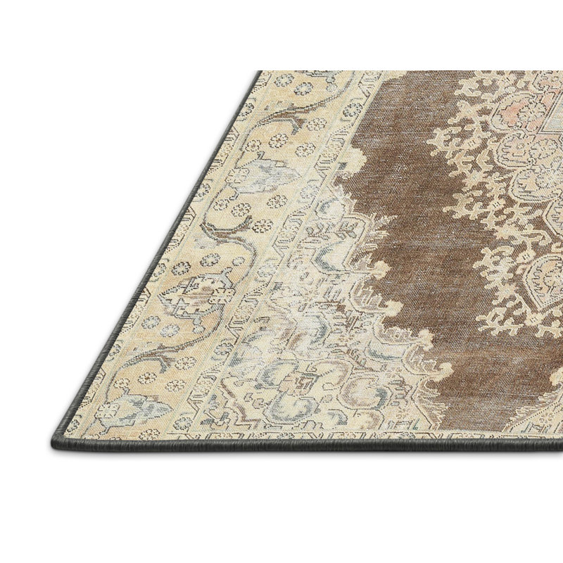 Tapis traditionnel crème / gris Commins, Rectangle 5 pi x 8 pi