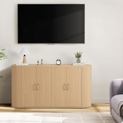 Buffet de 63 pouces avec rangement, console moderne en bois pour le salon de la salle à manger