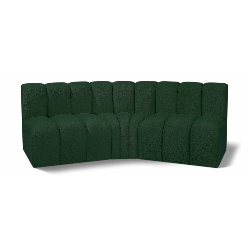 Canapé et méridienne rembourrés Hyoung, Tissu bouclé vert